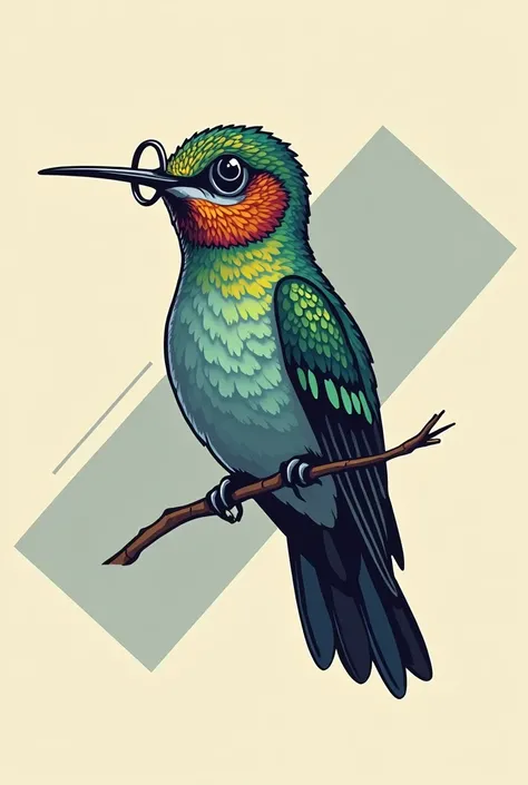 Generate a college hummingbird, Now with a monocle In vector format