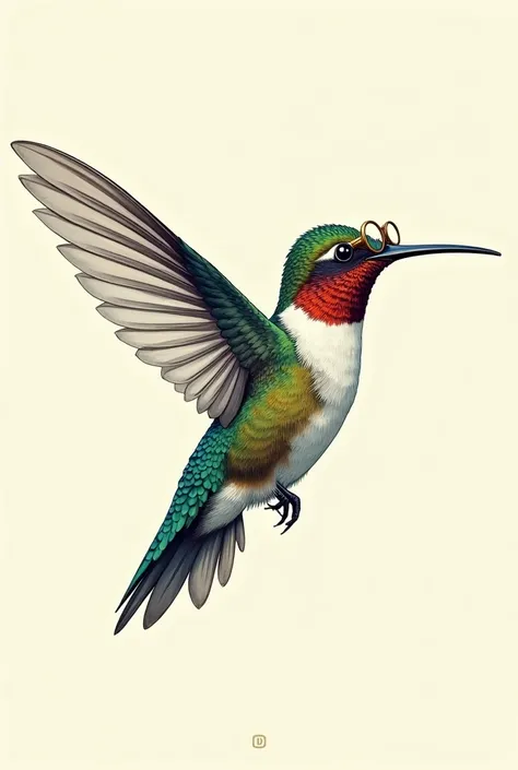 Generate a scientific hummingbird, Now with a monocle In vector format