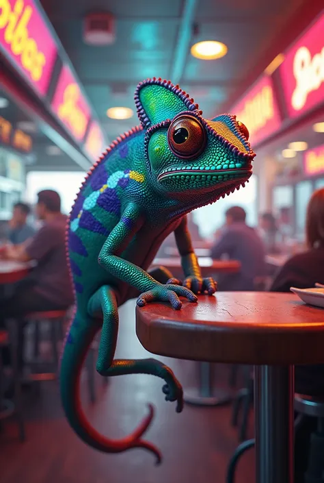 Chameleon of bembos , fast food restaurant 