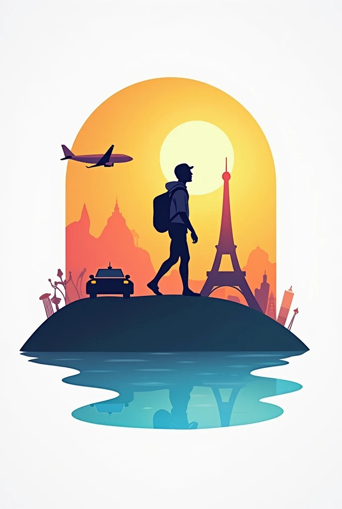 Make an app icon base on tours and travel. Specifically should in air, water and road 
