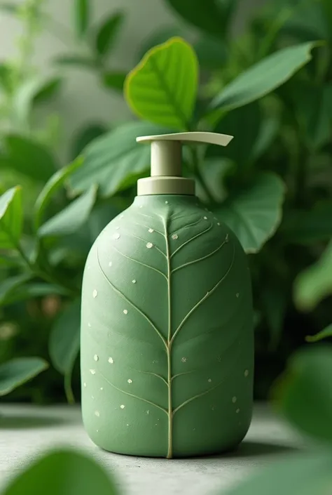 Vegan shampoo Container formed from a leaf
