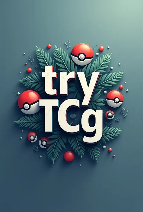 Simple written logo "try tcg" with a holter, pokebolas e cardgame