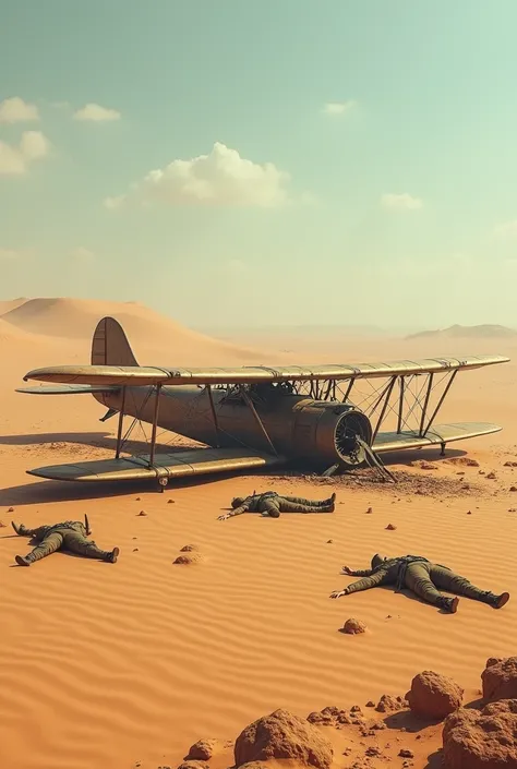 Soldiers World War I plane crashed in the desert