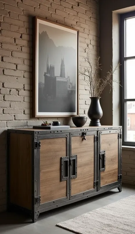 Credenza with industrial style design