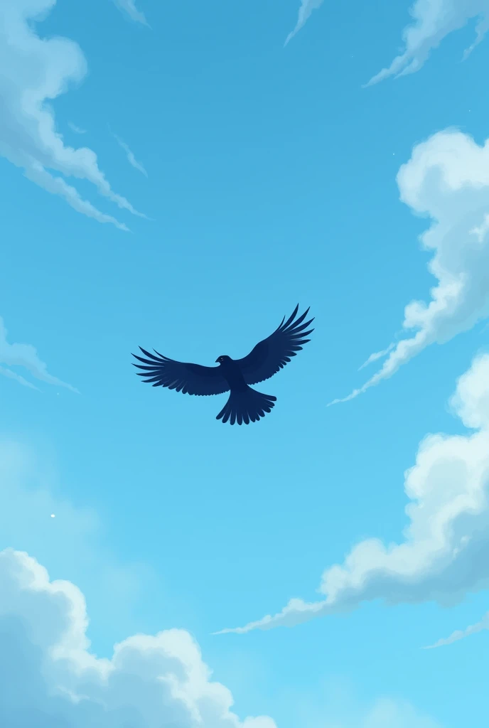 a crow flying far away 