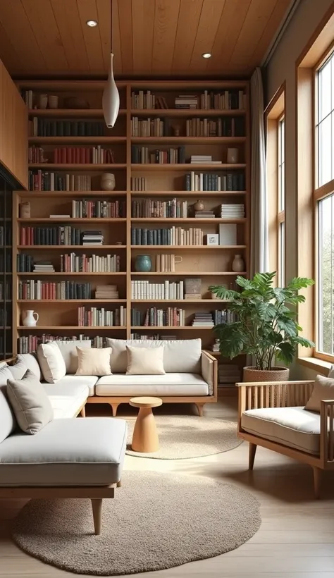 Library with Nordic style design 