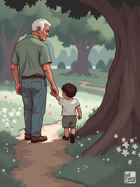 Actually my uncle died when my brother was 11 days old and now he is  and started walking I want to make an imaginary pic of my uncle holding hand of my brother walking in park how to make it online