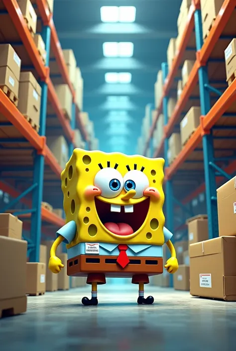 SpongeBob at work at Amazon