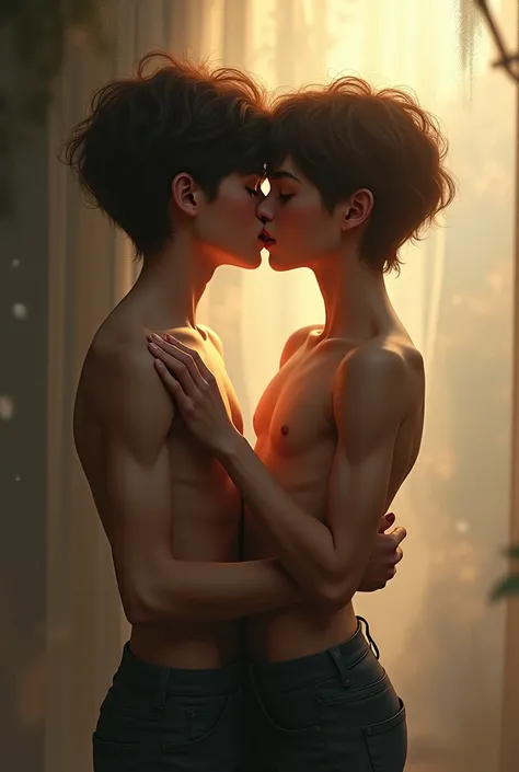 Two boys kissing