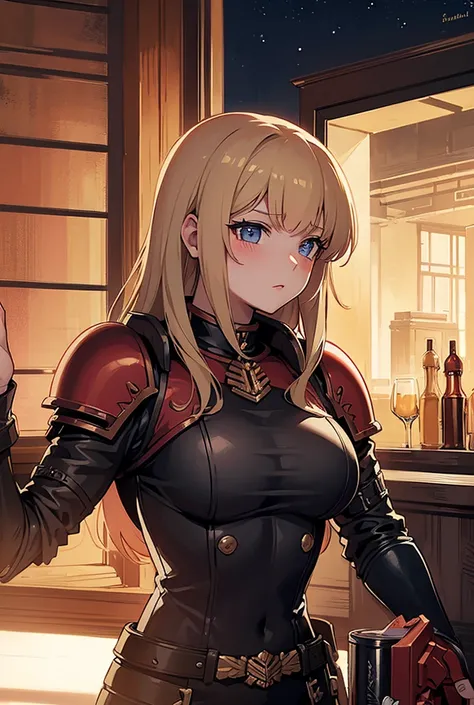 Warhammer 40k red space marines 80 style anime art emeblem 

 
1girl, Breasts, Blush, Blonde Hair, 