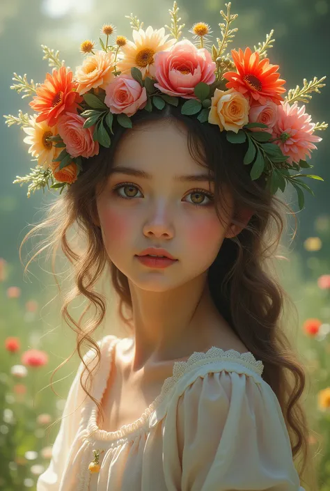 girl in a flower wreath