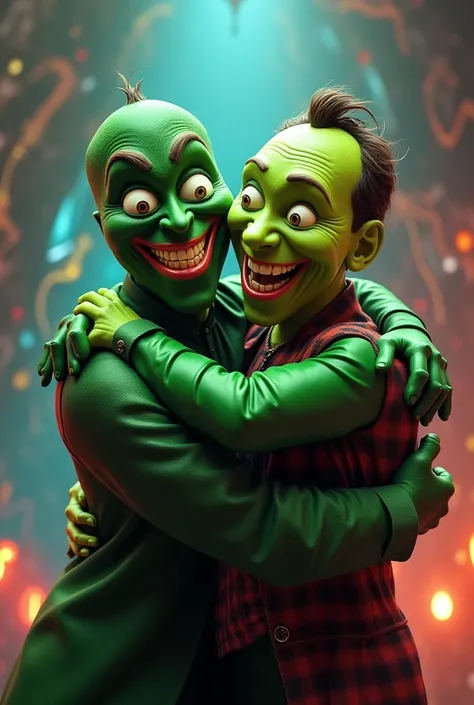 Jim Carrey hugs with the mask