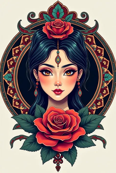 Creat a brand logo - brand name - Urban Rose. Logo shall contain blending of beautiful naga womans face and rose. Logo shall also circled by mandala circle and the brand name Urban Rose also have to written inside the circle. Mandala circle should be color...