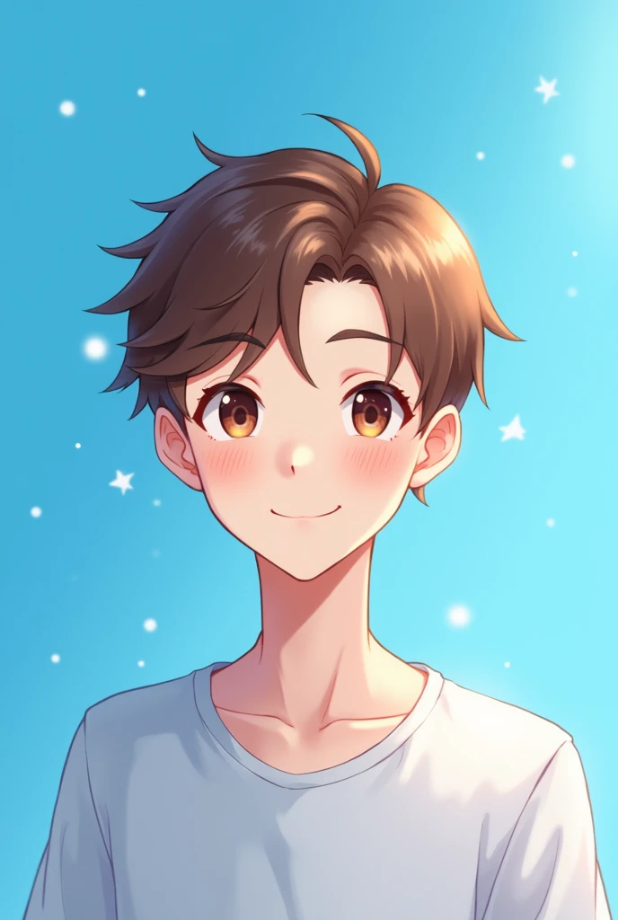 Cute anime guy blue background 