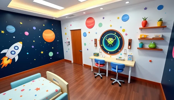 Pediatric room for children with an outer space theme