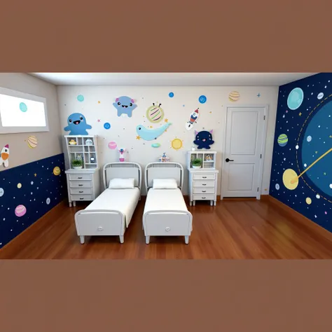 Pediatric room for children with an outer space theme