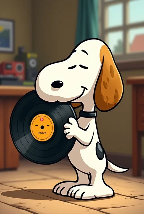 cartoon of snoopy with vinyl