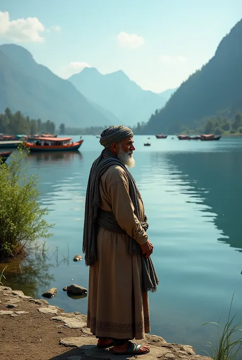 Kashmiri man on the banks of dal lake