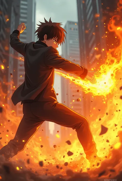 Katekyo Hitman Reborn! (Live-Action) Tsuna Sawada user orange Flames battle with Jin-Soo Korean Boy user reddish-brown Flames