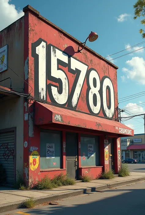 the number "15780" graffitied on a commercial building