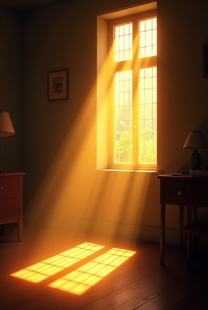 sun light coming from outside without a window in a dark room