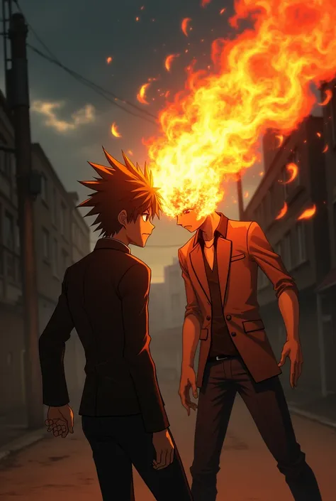 Katekyo Hitman Reborn! (Live-Action) Tsuna Sawada with an Orange Flame on his Forehead vs Jin-Soo with a Reddish-Brown Flame on his Forehead