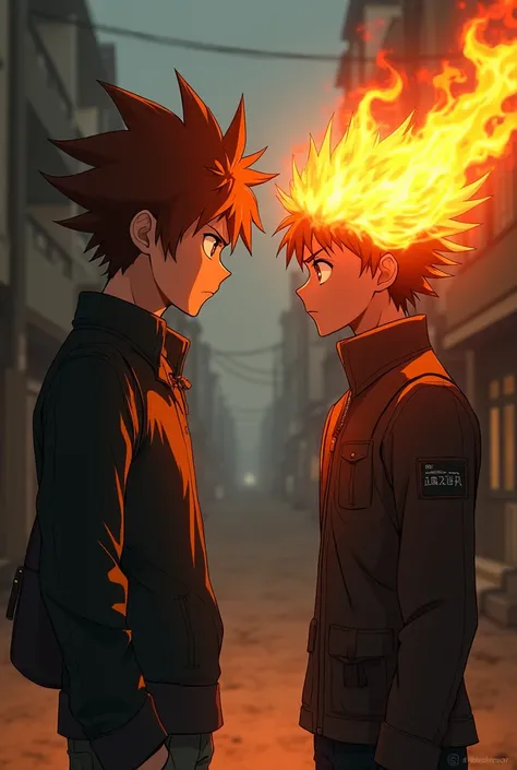 Katekyo Hitman Reborn! (Live-Action) Tsuna Sawada with an Orange Flame on his Forehead vs Jin-Soo with a Reddish-Brown Flame on his Forehead