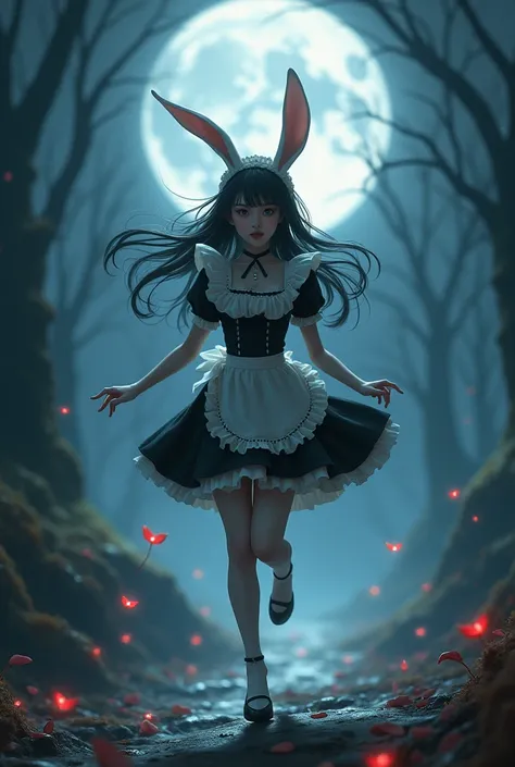 　Japanese beautiful  underworld bunny maid girl、
Running in the moonlight、いろんなポーズ