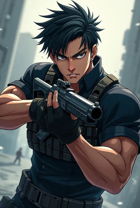 Cool handsome strong male sharpshooter anime