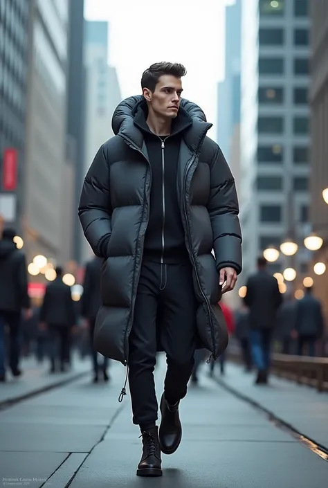 A mockup of a puffer jacket with airbag. 