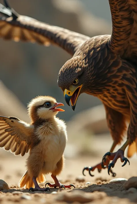 Chick beating up a hawk 