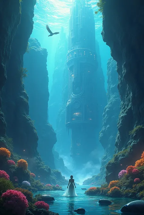 a painting of a beyond-dimensional fantasy world,a world of under the sea,Atlantis,science fiction,uplighting,studio Ghibli,unreal engine,epic composition,CG digital render,Ultra HD,technique highly detailed,triadic color scheme