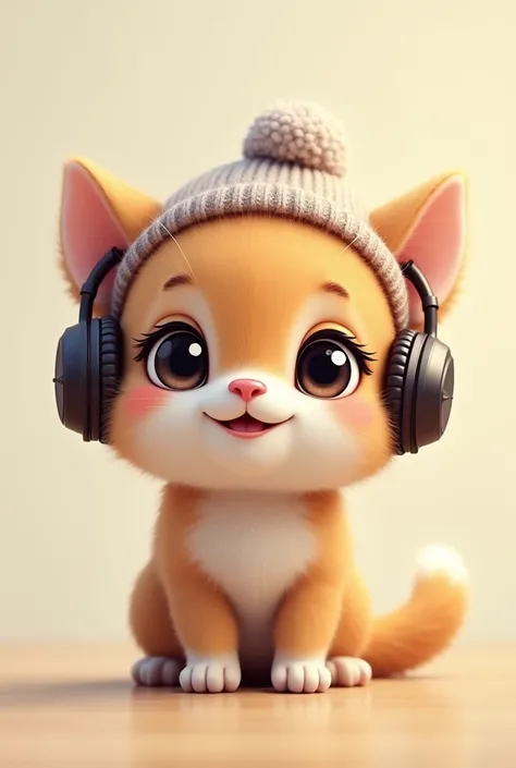 Baby animal with cute cap and headphone headband 