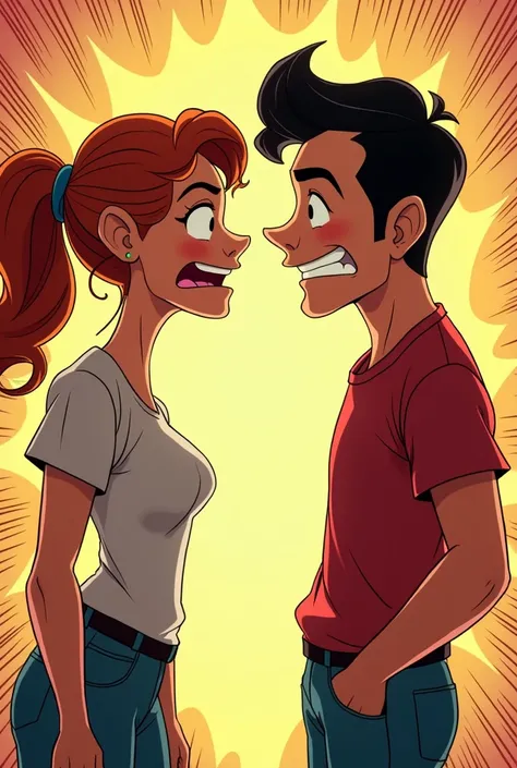 Comic animation of lovers confront 
