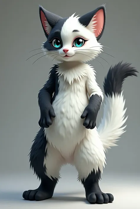 Créer une image dun costume fursuit dun chat blanc et noir comme si cest moi qui lavait fait