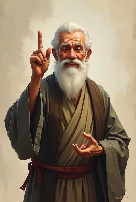 an old man showing two with his two fingers 