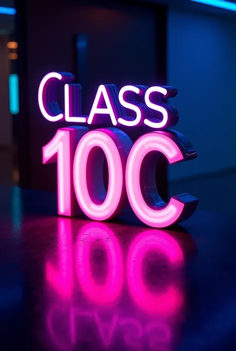 Light neon photo with class 10c written on it