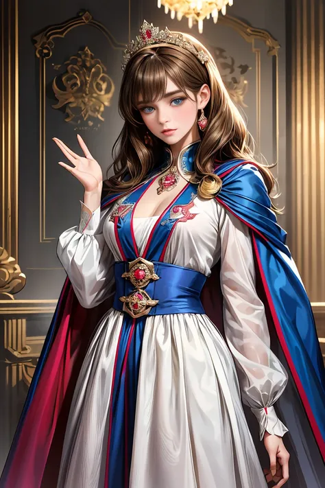 
masterpiece, 最high quality, high quality, 1 girl, alone, Female focus, Watching the audience,  Messy brown hair, Adorable big blue eyes, White, Noble, Noble,Sexy voluminous cape、vampire、A very voluminous, large, very large, very large, long, long red and ...