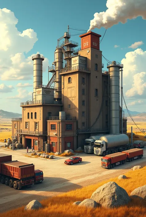 create an image of the building of a salty cracker industry with pepper called peperi