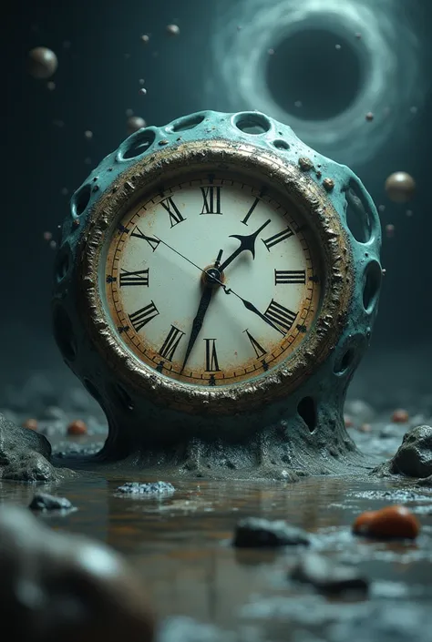 Distorted Clock A melting or distorted clock can represent the relativity of time., one of the main ideas of Einstein&#39;s theory. The clock could be flowing or being pulled towards a black hole or the gravity of a celestial body, representing how time is...