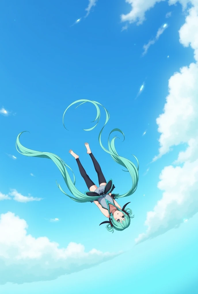 Hatsune Miku falling from the sky