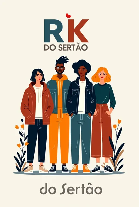 Create me a logo for a clothing store called RK do Sertão, that shows people exactly what it&#39;s all about just by looking at it;
Without any countryside or mountains;
With people wearing different clothes.