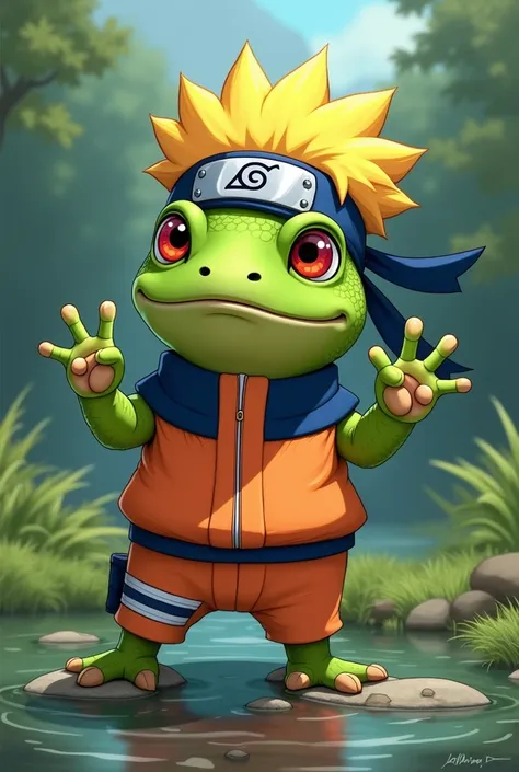 I want a frog with Naruto&#39;s features and costume