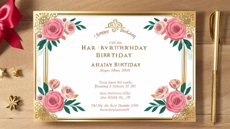 illustration, birthday invitation card with frame