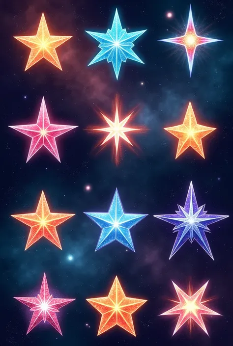 10 space stars stickers 