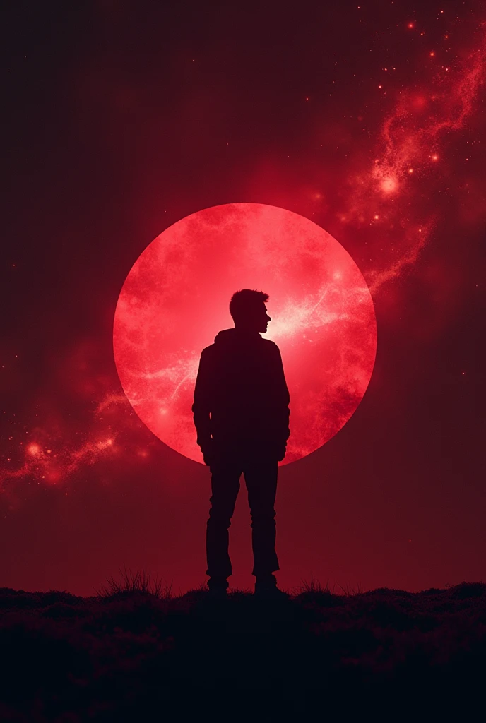 symbol of no profile photo inside a circle with a red galaxy behind it