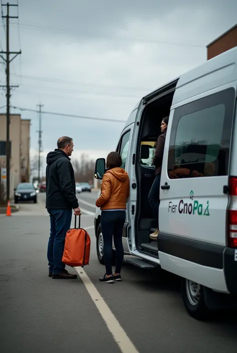 When boarding passengers in the van to the Alorica company, the driver has to open the door 