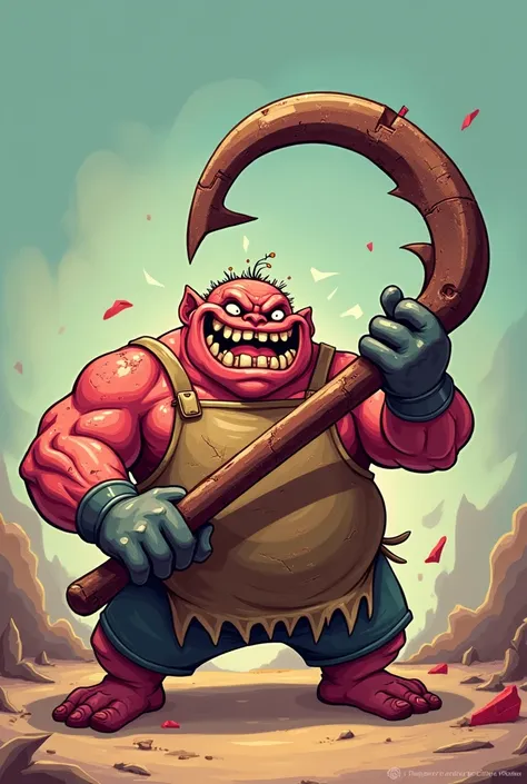 A simple cartoon of the Dota 2 hero: Pudge with his meat hook