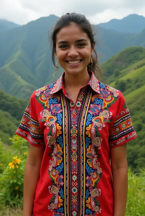 Shirt inspired by the culture of El Salvador with embroidered details 