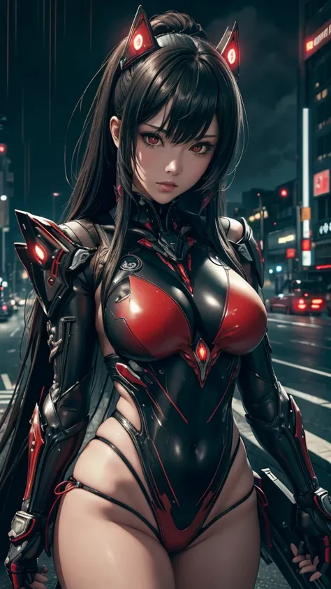 realistic 1.5, 1 japanese girl, bikini warframe, intricate pattern, heavy metal, energy lines, faceless, glowing eyes, elegant, ...